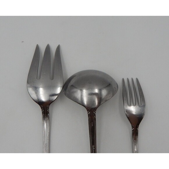 Reed & Barton Rebacraft La Femme Stainless Set Meat Fork Gravy Ladle Salad Fork - Picture 5 of 9